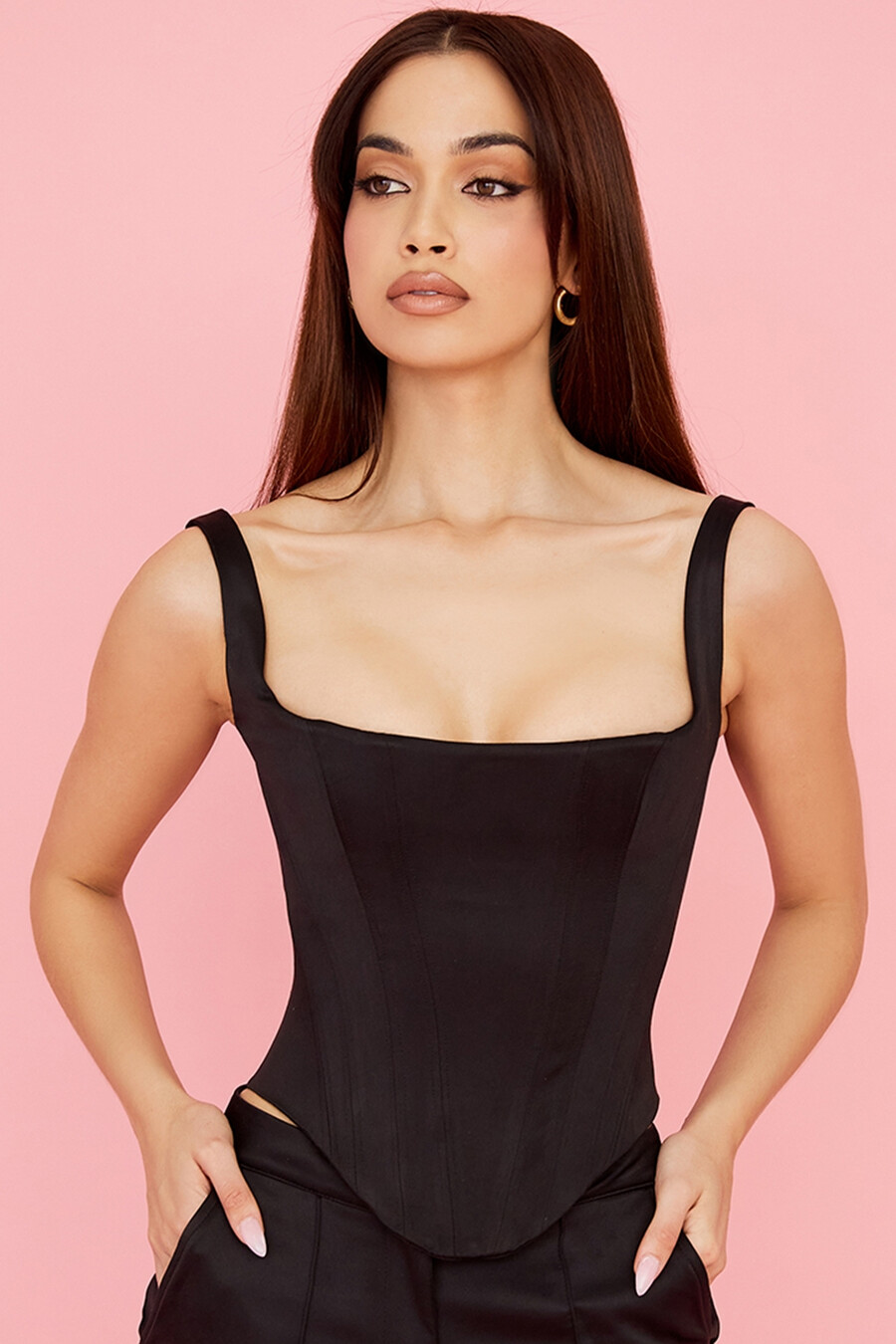 corsetto lungo in raso nero