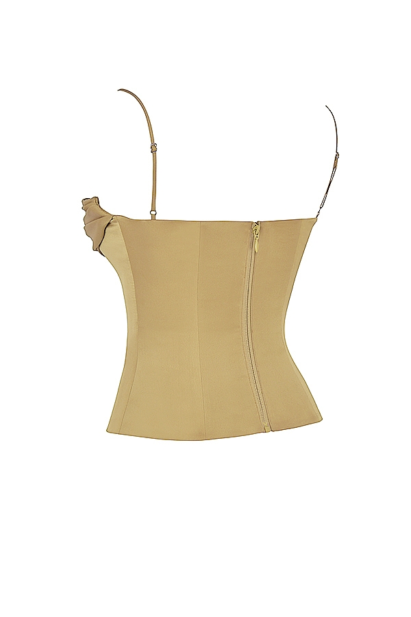 corsetto in raso oliva con lacci
