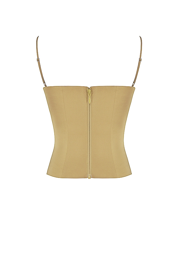 corsetto in raso oliva con lacci