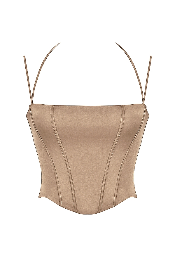 corsetto in raso color latte