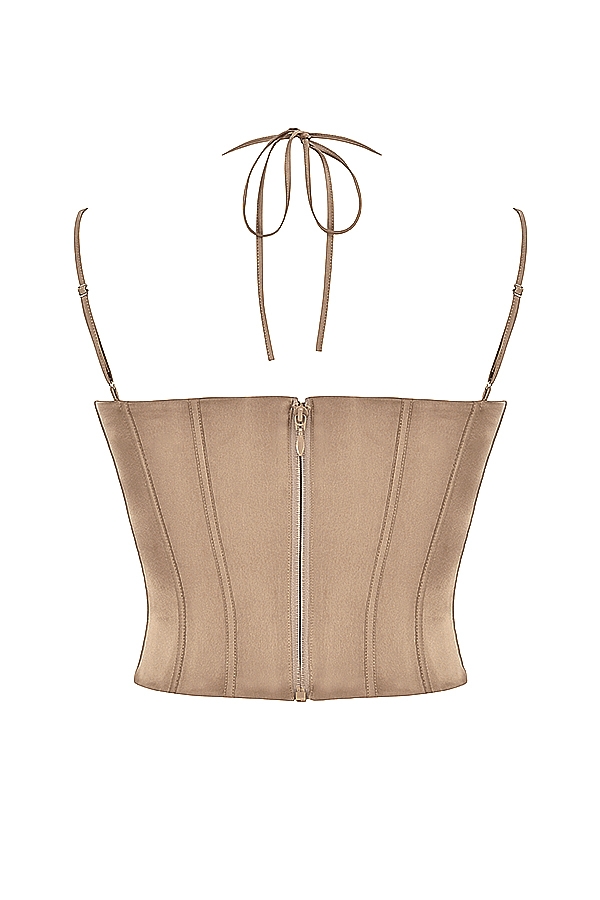 corsetto in raso color latte