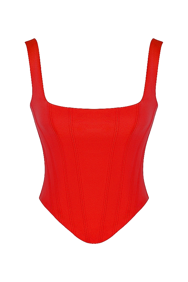 corsetto lungo in raso scarlatto
