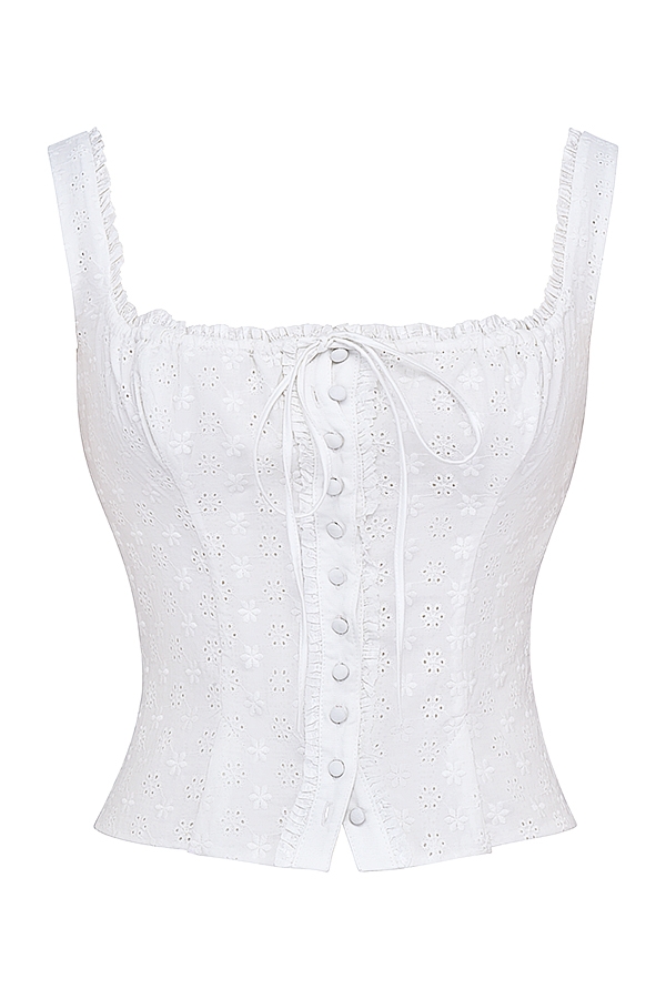 top bianco in pizzo inglese