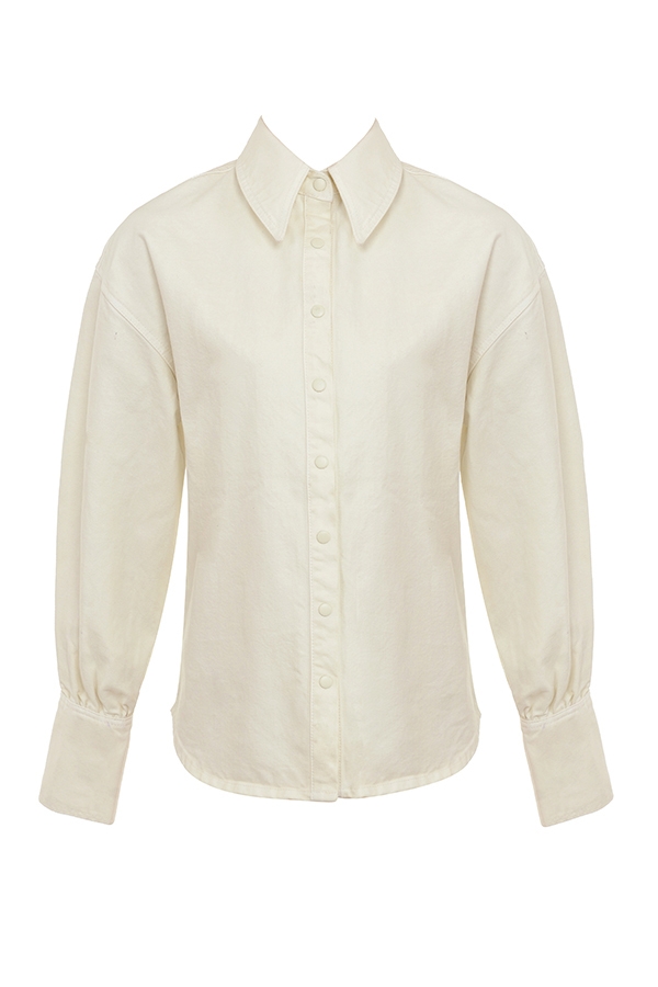 camicia in denim avorio