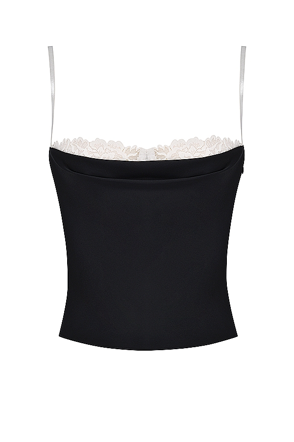 top con ferretto nero e bianco sporco