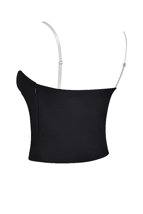top con ferretto nero e bianco sporco