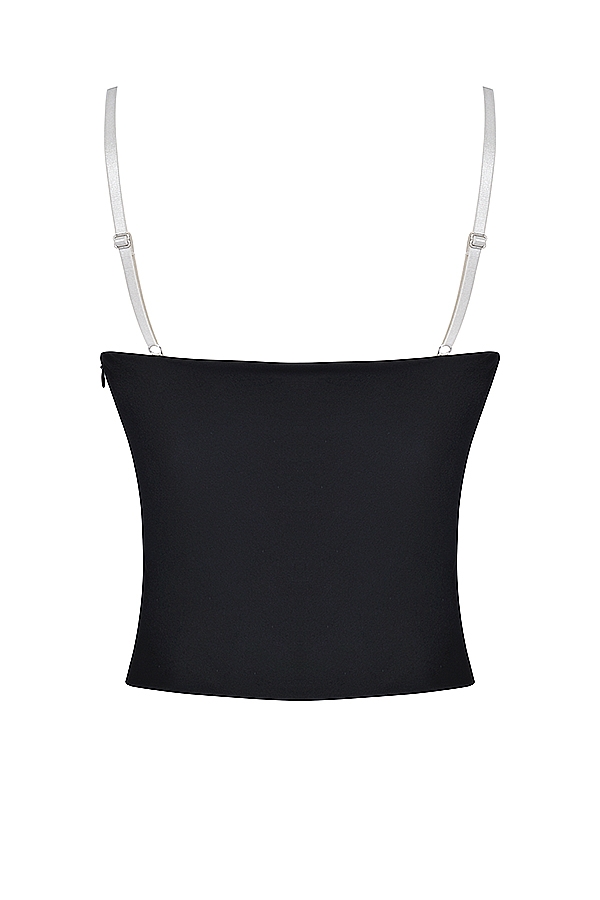 top con ferretto nero e bianco sporco