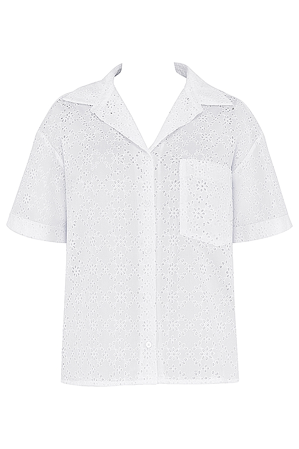 camicia bianca in pizzo inglese