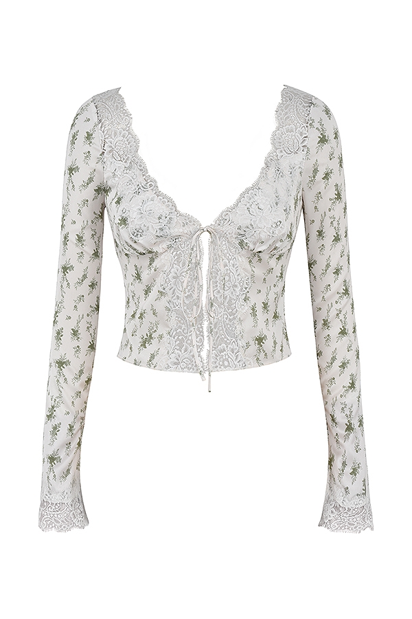 top con pizzo stampato da giardino