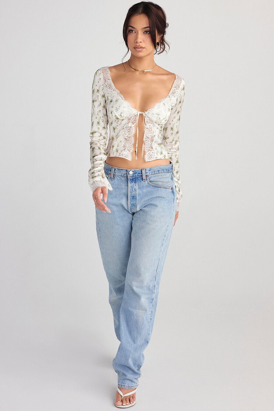 top con pizzo stampato da giardino