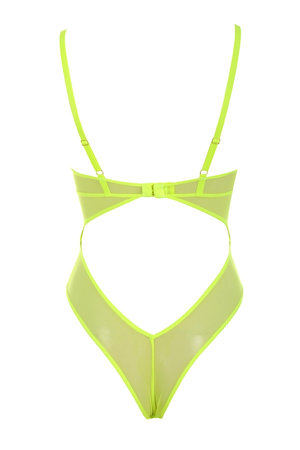 body in pizzo giallo neon