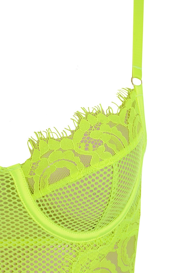 body in pizzo giallo neon