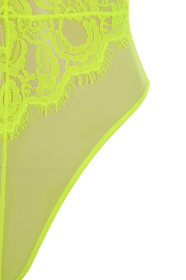 body in pizzo giallo neon