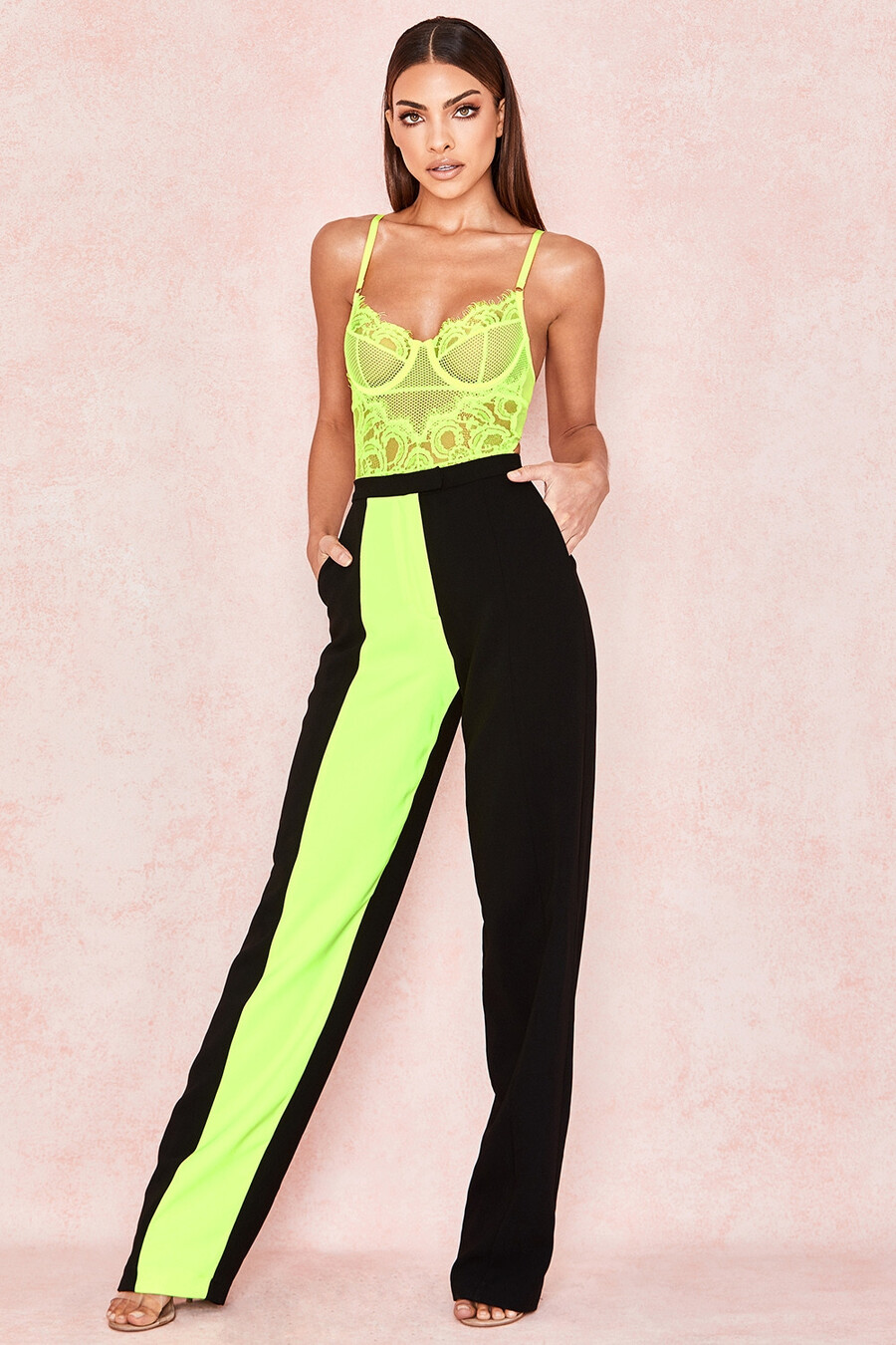 body in pizzo giallo neon