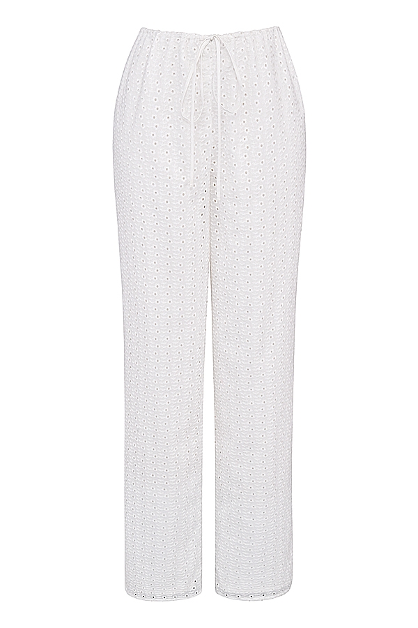 pantaloni bianchi in pizzo inglese