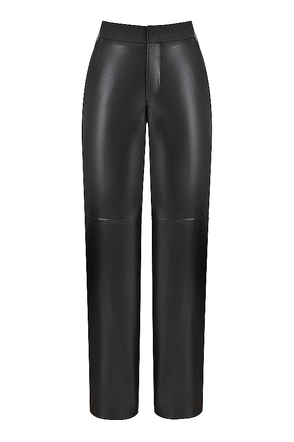 pantaloni in pelle vegana nera