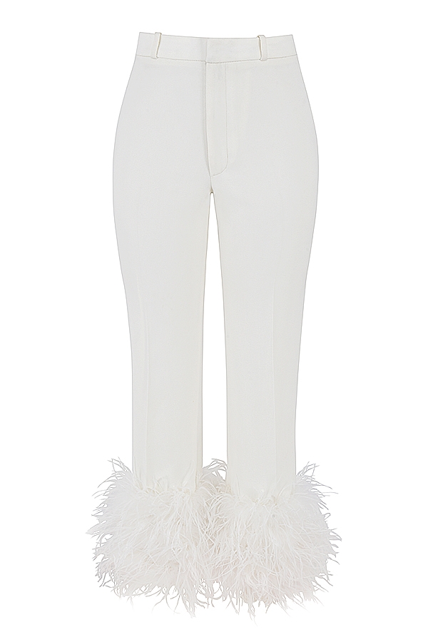 pantaloni con orlo avorio