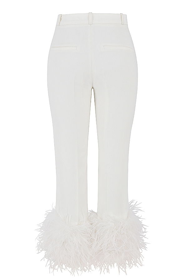 pantaloni con orlo avorio