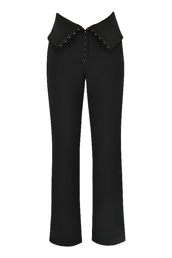 pantaloni neri con piega anteriore